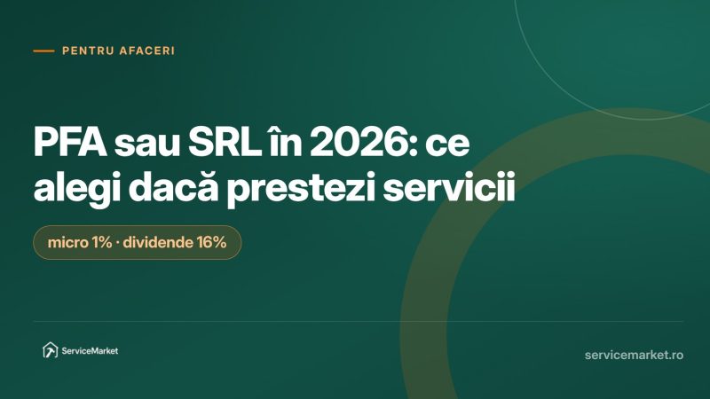 Comparație PFA versus SRL în 2026 pentru prestatorii de servicii din România