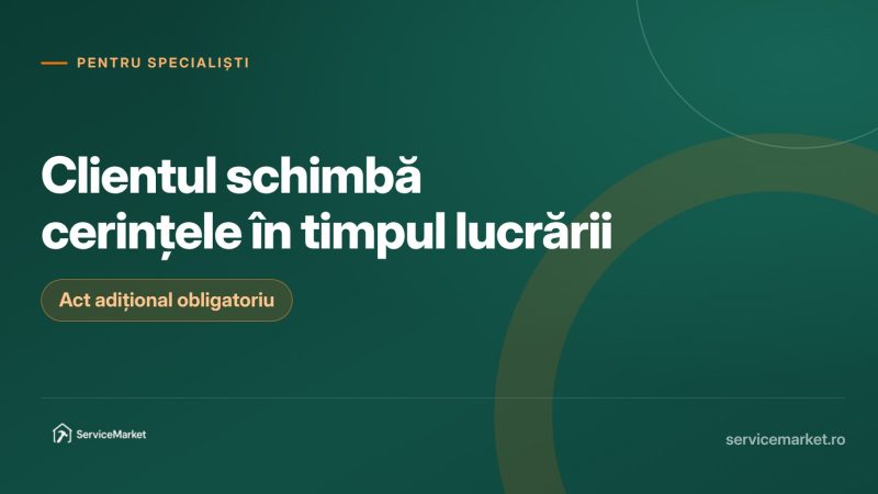 Specialist care recalculează prețul unei lucrări după ce clientul schimbă cerințele, cu act adițional la contractul de prestări servicii