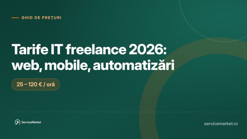 Grafic cu tarifele orare ale specialiștilor IT freelance din România în 2026, pentru proiecte web, mobile și automatizări